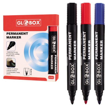 GLOBOX 6770 YUVARLAK UÇ MAVİ PERMANENT MARKER 12'Lİ