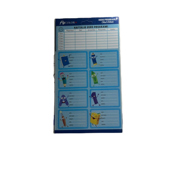 FLY COLOR DERS PROGRAMLI OKUL ETİKETİ 30LU PAKET
