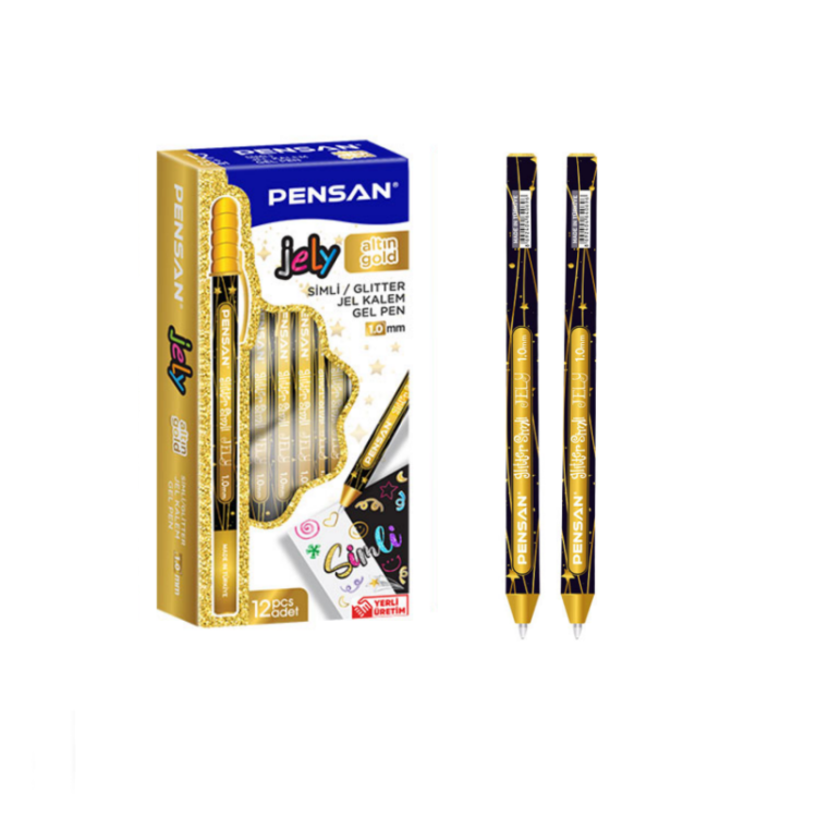 PENSAN 2800 ALTIN JELY GLİTTER SİMLİ JEL KALEM 12Lİ *50