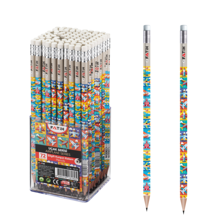 FATİH 18188 AİRPLANE SİLGİLİ KURŞUN KALEM 72Lİ