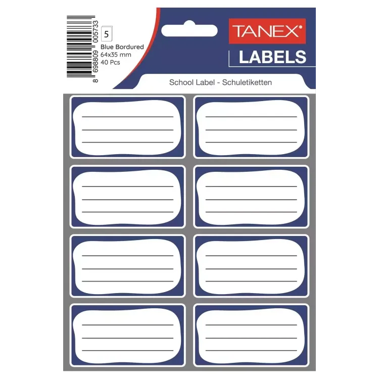 TANEX BRD-7001 BORDÜRLÜ MAVİ ÇİFT SIRA OKUL ETİKETİ 10LU *50