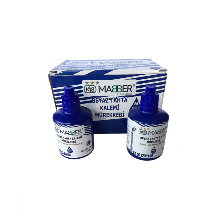 MABER MR100-M 100CC BEYAZ TAHTA KALEMİ MÜREKKEBİ MAVİ 6LI