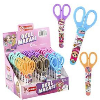 MİKRO KS-160 BÜYÜK KABLI OKUL MAKASI (KIZ) 30'LU MİKRO KS-160 BÜYÜK KABLI OKUL MAKASI (KIZ) 30'LU