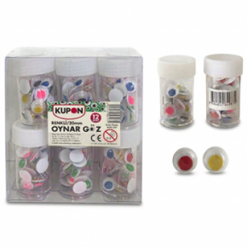 KUPON KOG-311 RENKLİ OYNAR GÖZ 20MM 12'Lİ *48 KUPON KOG-311 RENKLİ OYNAR GÖZ 20MM 12'Lİ *48