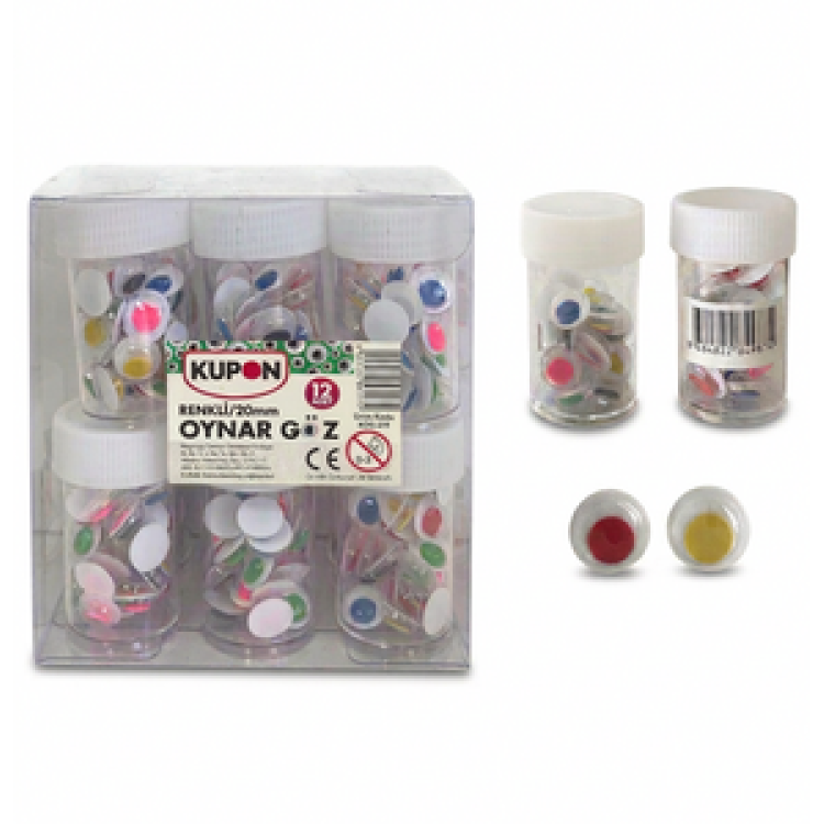 KUPOM KOG-311 RENKLİ OYNAR GÖZ 20MM 12'Lİ