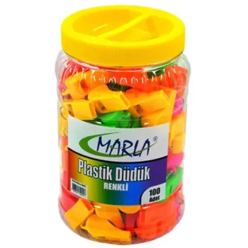 MARLA 600-R PLASTİK DÜDÜK RENKLİ DÜDÜK 100'LÜ *30 >