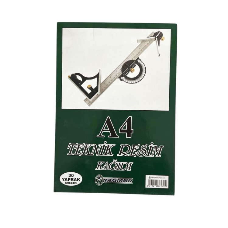 YAĞMUR A4 TEKNİK RESİM KAĞIDI 12Lİ 30 YPR.