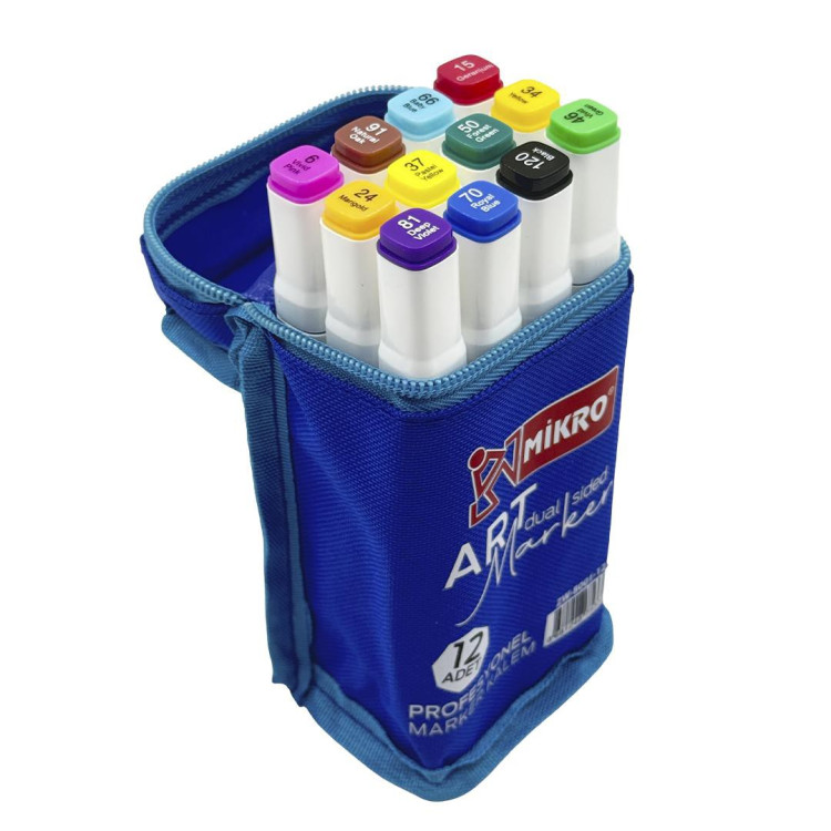 MİKRO ZW-8001  ART ÇİFT TARAFLI ÇANTALI  MARKER 12Lİ