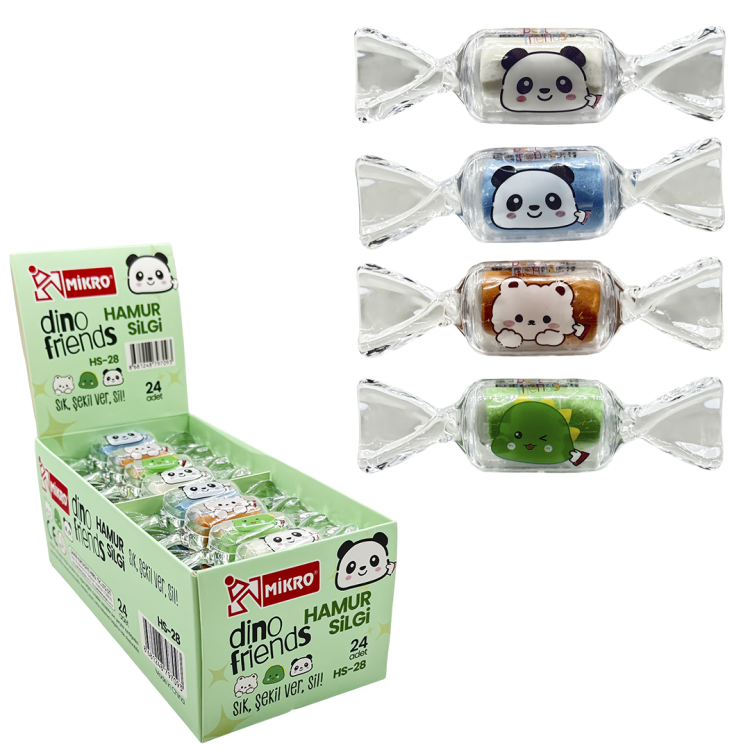 MİKRO HS-28 HAMUR SİLGİ DİNO FRIENDS 24LÜ