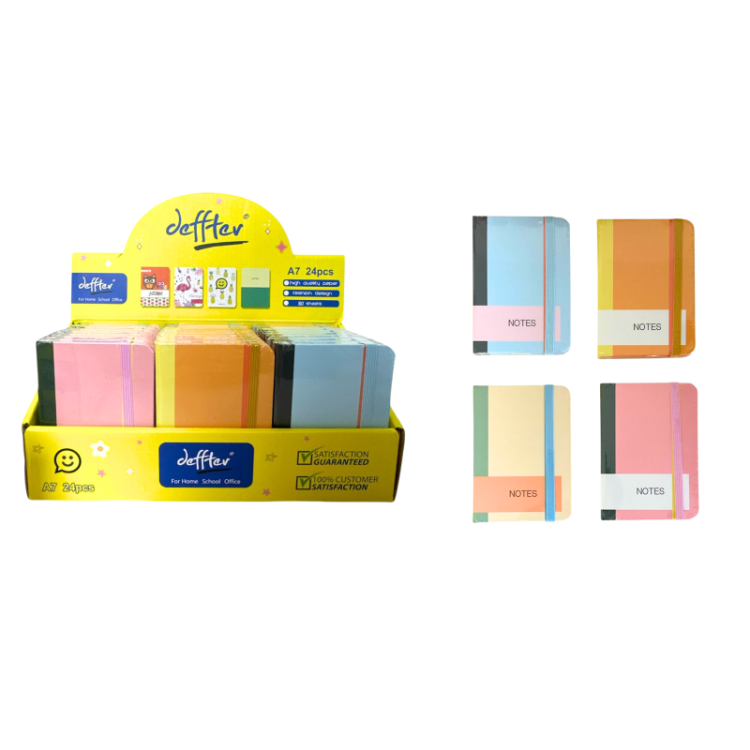 DEFFTER A7 SERT KAPAK NOT DEFTERİ 24LÜ PAKET >