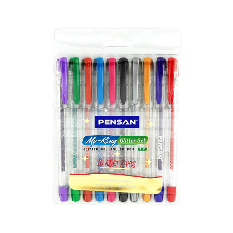 PENSAN MY-KİNG 6402-10 RENK SİMLİ JEL KALEM 12'Lİ