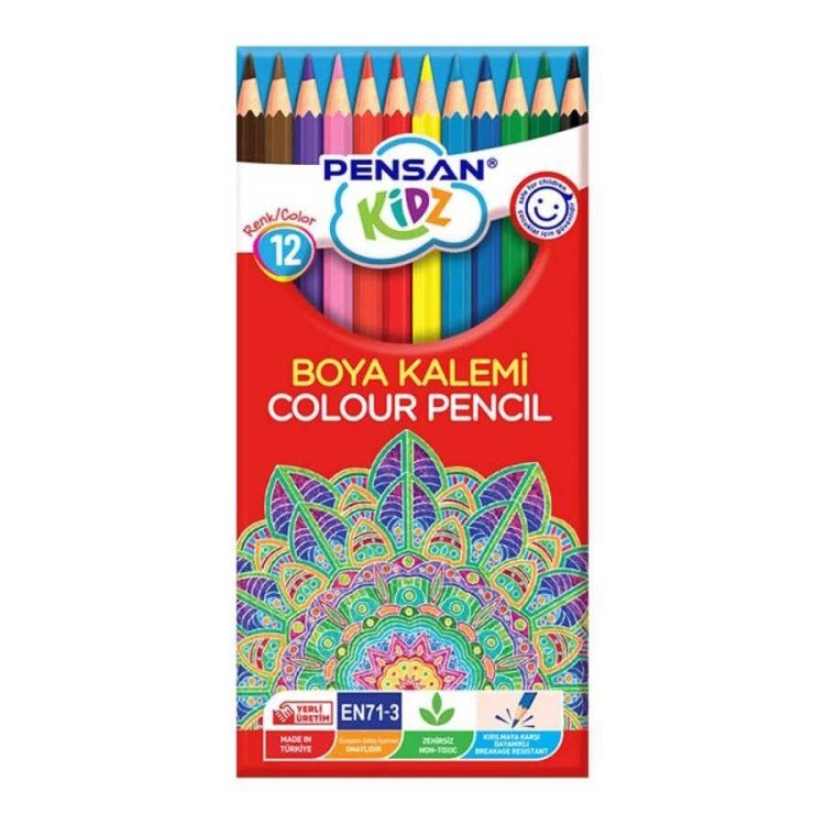 PENSAN 56312 KIDZ KURUBOYA 12 RENK 12Lİ TAM BOYA KALEMİ*24