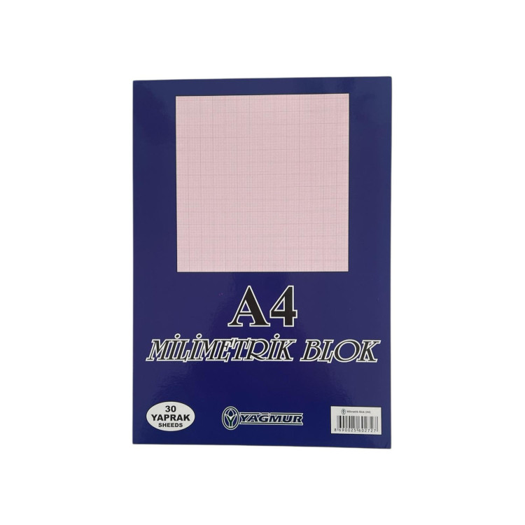 YAĞMUR A4 MİLİMETRİK BLOK 12Lİ PEMBE-MAVİ