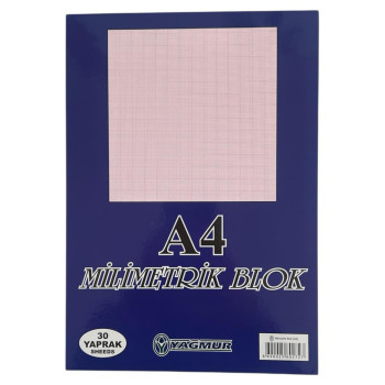 YAĞMUR A4 MİLİMETRİK BLOK 12'Lİ PEMBE-MAVİ*11