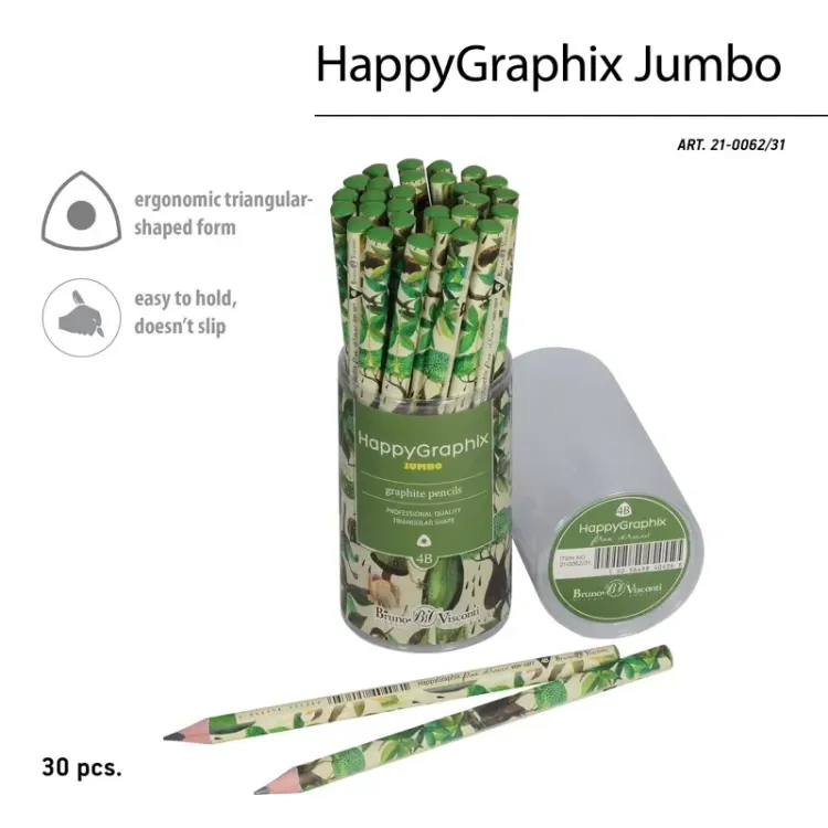 HAPPY GRAPHİX 21-0062-31 JUMBO KURŞUN KALEM  4B 3,5MM BAOBAB 30LU