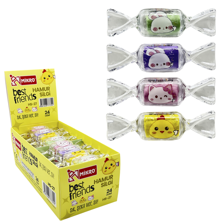 MİKRO HS-27 HAMUR SİLGİ DİNO FRIENDS 24LÜ