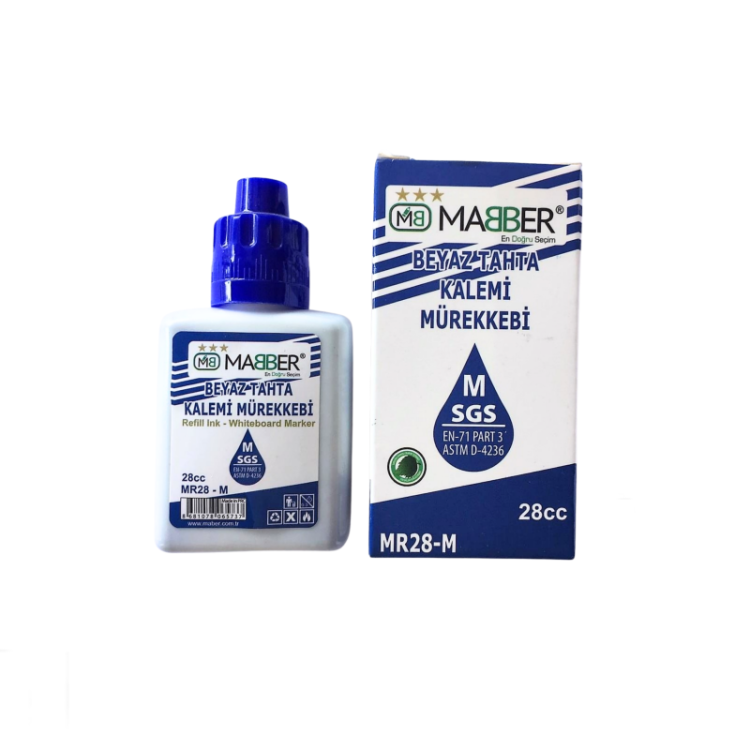 MABER MR28-M BEYAZ TAHTA KALEMİ MÜREKKEBİ MAVİ 6LI