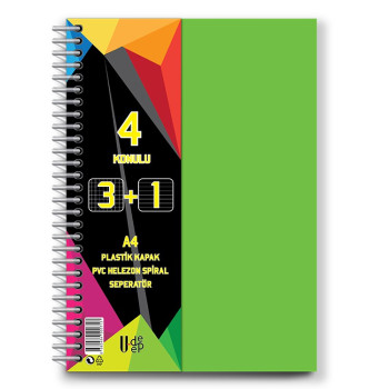 U-DEEP PP KAPAK AYRAÇLI DEFTER 3+1 100YP*48 U-DEEP PP KAPAK AYRAÇLI DEFTER 3+1 100YP*48