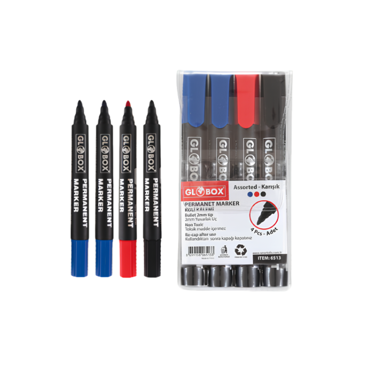 GLOBOX 6513 KOLİ KALEMİ 4'LÜ >