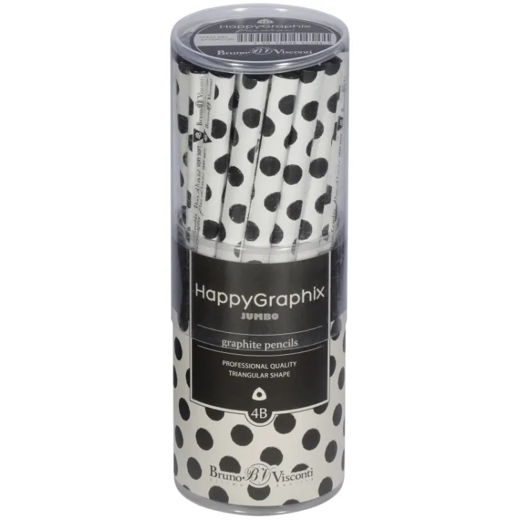 HAPPY GRAPHİX 21-0062-29 BLACK JUMBO KURŞUN KALEM  4B 3,5MM NOKTA 30LU PAKET >