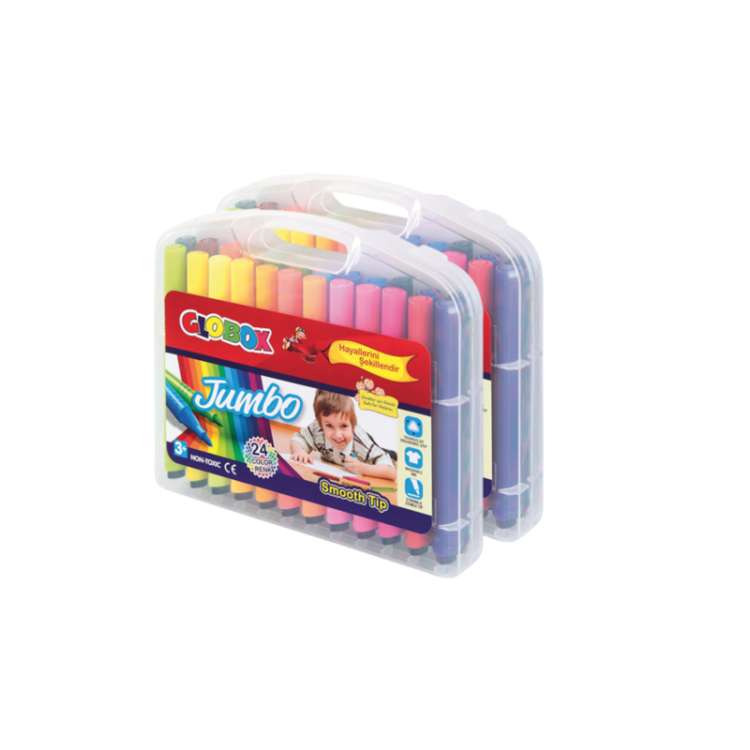 GLOBOX 1517 JUMBO ÜÇGEN KEÇELİ KALEM 24 RENK *72