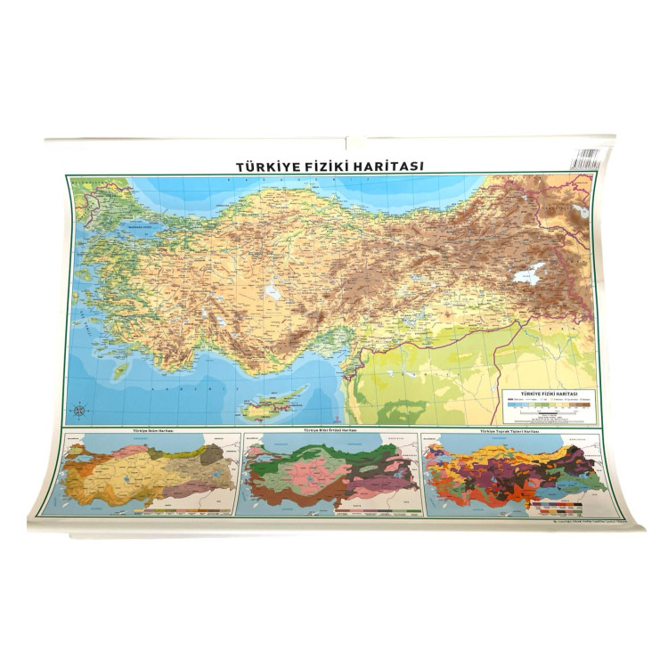 ODAK TÜRKİYE HARİTASI FİZİKİ-SİYASİ 50X70 5li