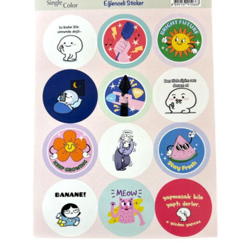 SİNGLE COLOR 2'Lİ EĞLENCELİ STİCKER PK:50'Lİ