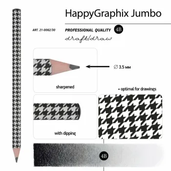 HAPPY GRAPHİX 21-0062-28 BLACK JUMBO KURŞUN KALEM 4B 3,5MM ZİGZAK 30LU PAKET