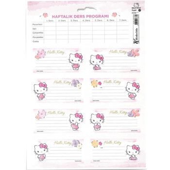 KESKİN HELLO KİTTY DERS PROGRAMLI 3 LÜ ETİKET 50 Lİ ^