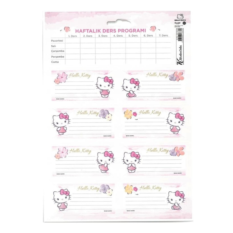 KESKİN HELLO KİTTY DERS PROGRAMLI 3 LÜ ETİKET 50 Lİ ^