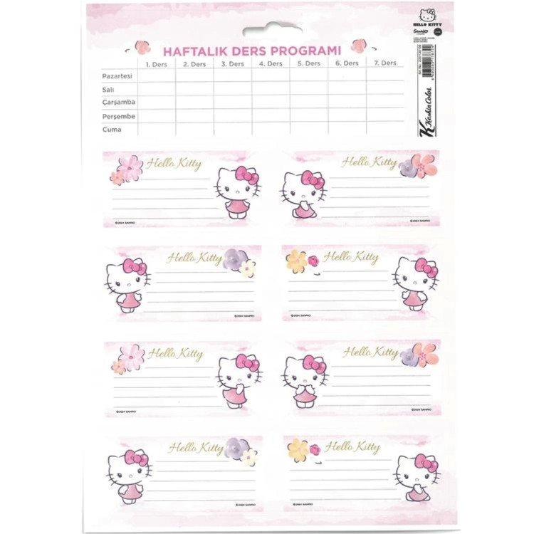 KESKİN HELLO KİTTY DERS PROGRAMLI 3 LÜ ETİKET 50 Lİ ^