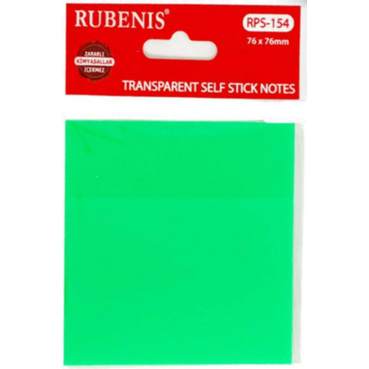 RUBENİS RPS-154 ŞEFFAF YEŞİL POSTİT 24LÜ *24 >