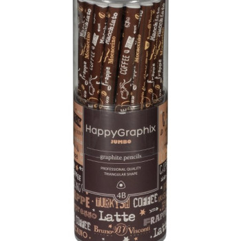 HAPPY GRAPHİX 21-0062-08 JUMBO KURŞUN KALEM 4B 3,5MM KAHVE 30LU >