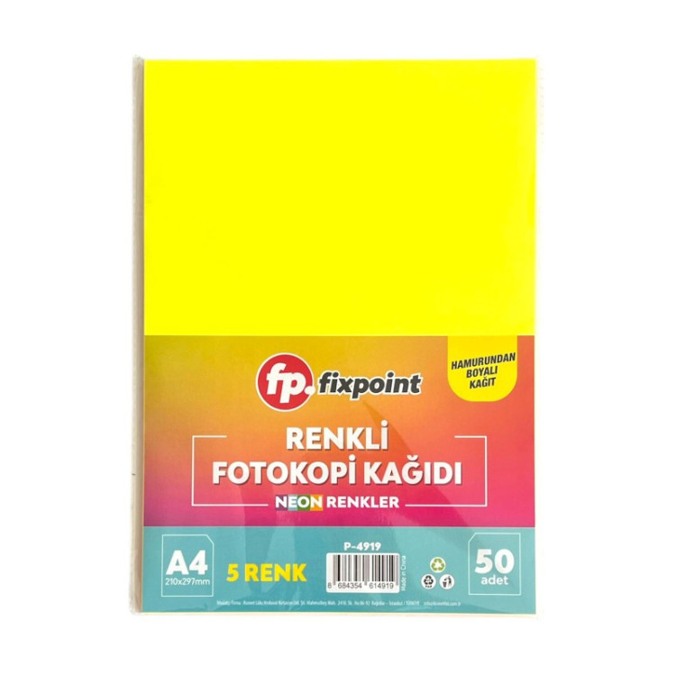 FİXPOİNT P-4919 NEON RENKLİ FOTOKOPİ KAĞIDI 50Lİ*120