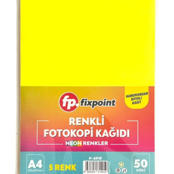 FİXPOİNT P-4919 NEON RENKLİ FOTOKOPİ KAĞIDI 50'Lİ*120