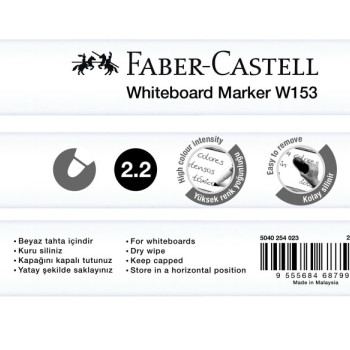 FABER C. W153 BEYAZ TAHTA KALEMİ SİYAH 10'LU *44