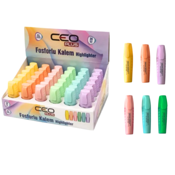 CEO-FO0021 FOSFORLU KALEM MİNİ PASTEL RENKLER 36'LI *36