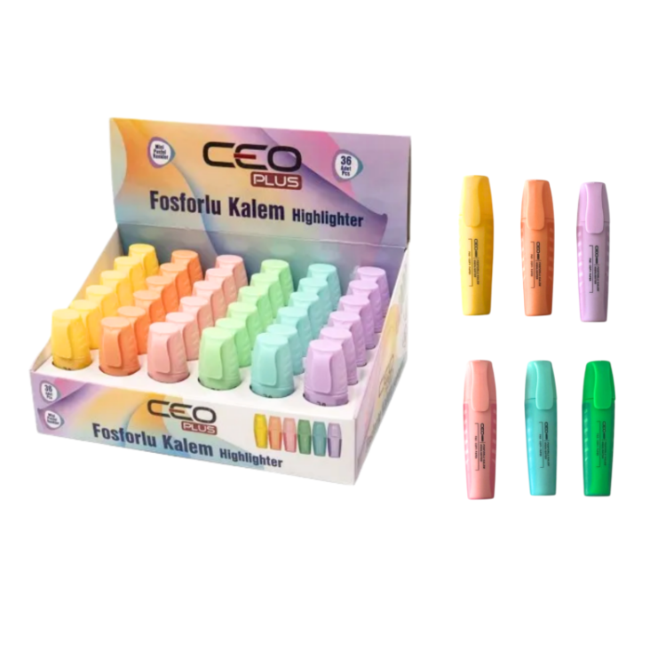 CEO-FO0021 FOSFORLU KALEM MİNİ PASTEL RENKLER 36LI *36