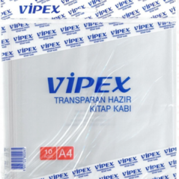 VİPEX HAZIR KİTAP KABI ŞEFFAF 10'LU *200 VİPEX HAZIR KİTAP KABI ŞEFFAF 10'LU *200