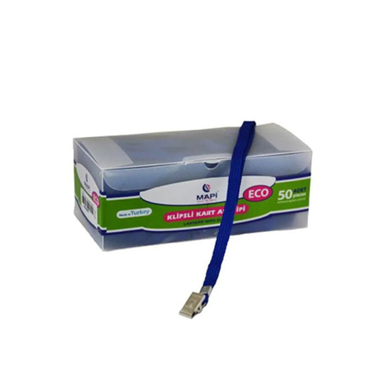 MAPİ LACİVERT  KLİPSLİ-POLYESTER DOKUMA YAKA KARTI İPİ  50Lİ *20