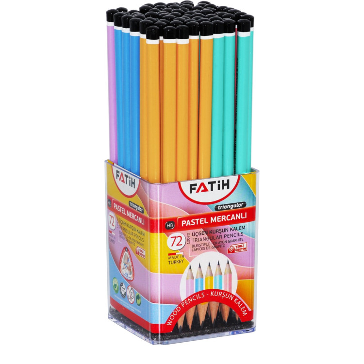 FATİH 12070 ÜÇGEN PASTEL MERCANLI KURŞUN KALEM 72Lİ *24
