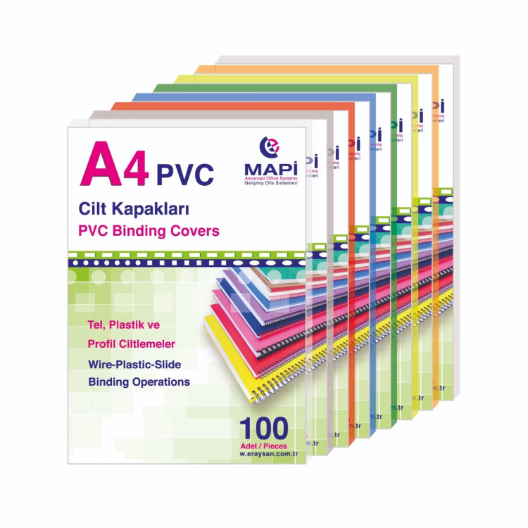 MAPİ-160 PVC CİLT KAPAĞI A4 KIRMIZI 100LÜ *20