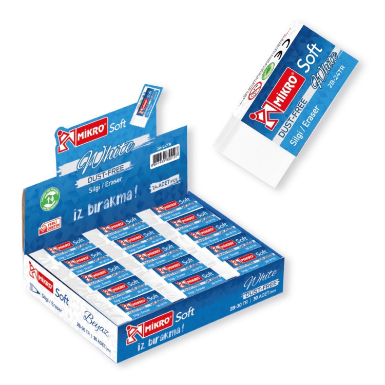 MİKRO 2B-24TR BEYAZ SOFT SİLGİ 24LÜ*50