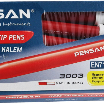 PENSAN 3003 OFİS TİPİ KEÇELİ KALEM KIRMIZI 10'LU *120