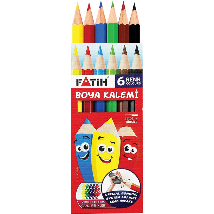 FATİH 33006 KURUBOYA KALEMİ 6 RENK KISA 48Lİ*20