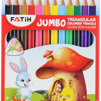 FATİH 33490 TRİANGULAR JUMBO KURUBOYA 12 RENK 6'LI *20 FATİH 33490 TRİANGULAR JUMBO KURUBOYA 12 RENK 6'LI *20