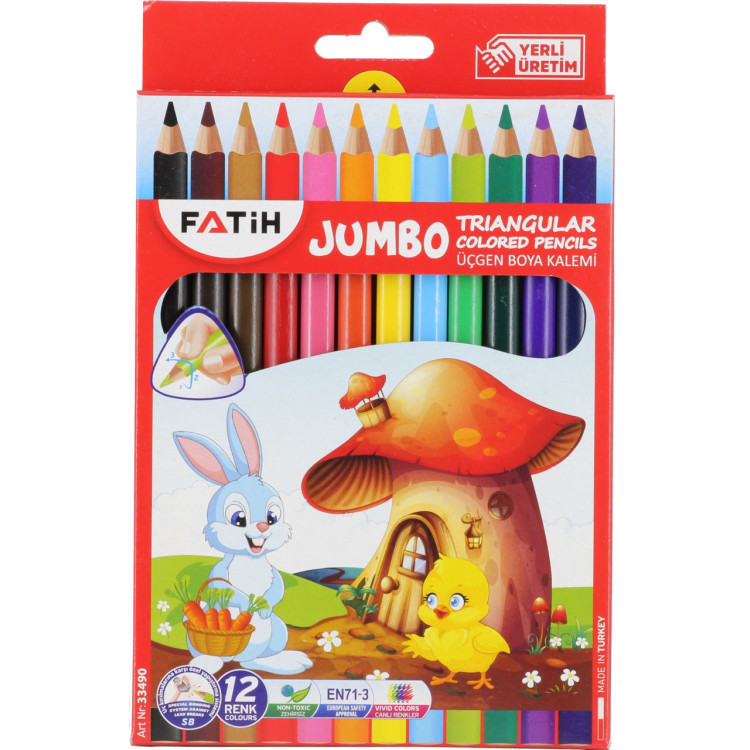 FATİH 33490 TRİANGULAR JUMBO KURUBOYA 12 RENK 6'LI *20