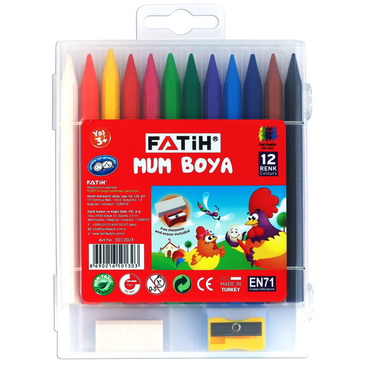 FATİH 50130 POLYMER 12 RENK UZUN MUM BOYA 12'Lİ*12