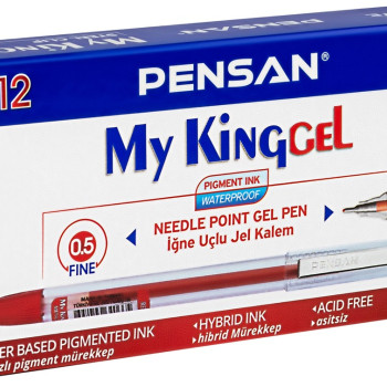 PENSAN 6405 MY-KİNG JEL KALEM METAL KLİPS KIRMIZI 12Lİ *144