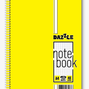 A-4 SPİRALLİ PP KAPAK DEFTER 40YP KARELİ*8